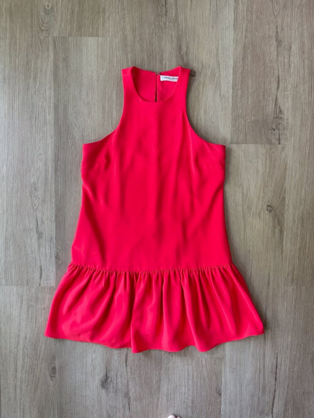 Amanda Uprichard Red Halter Mini Dress Drop Waist Ruffle Small Excellent